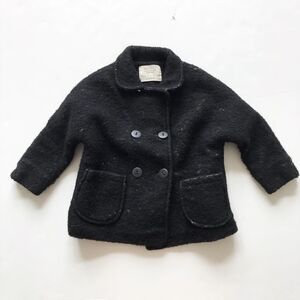 ZARA black sherpa lined jacket/light coat  EUC 4T